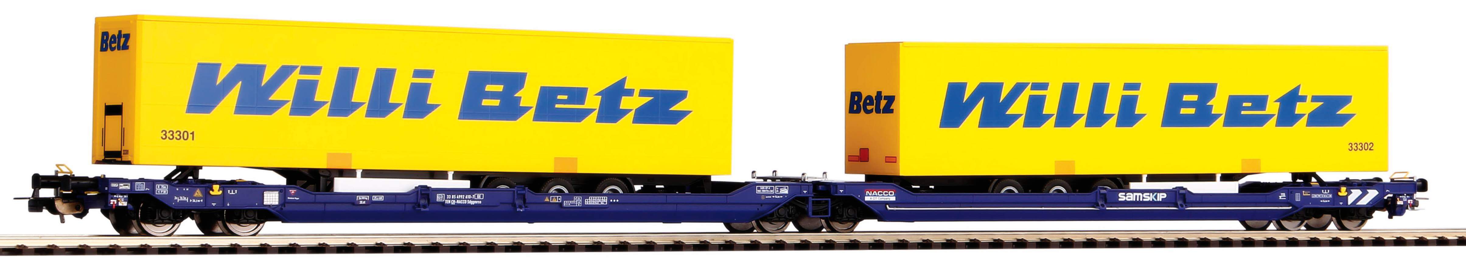 Piko 58955 H0 Taschenwagen T3000e Nacco mit 2 Willi Betz Trailern