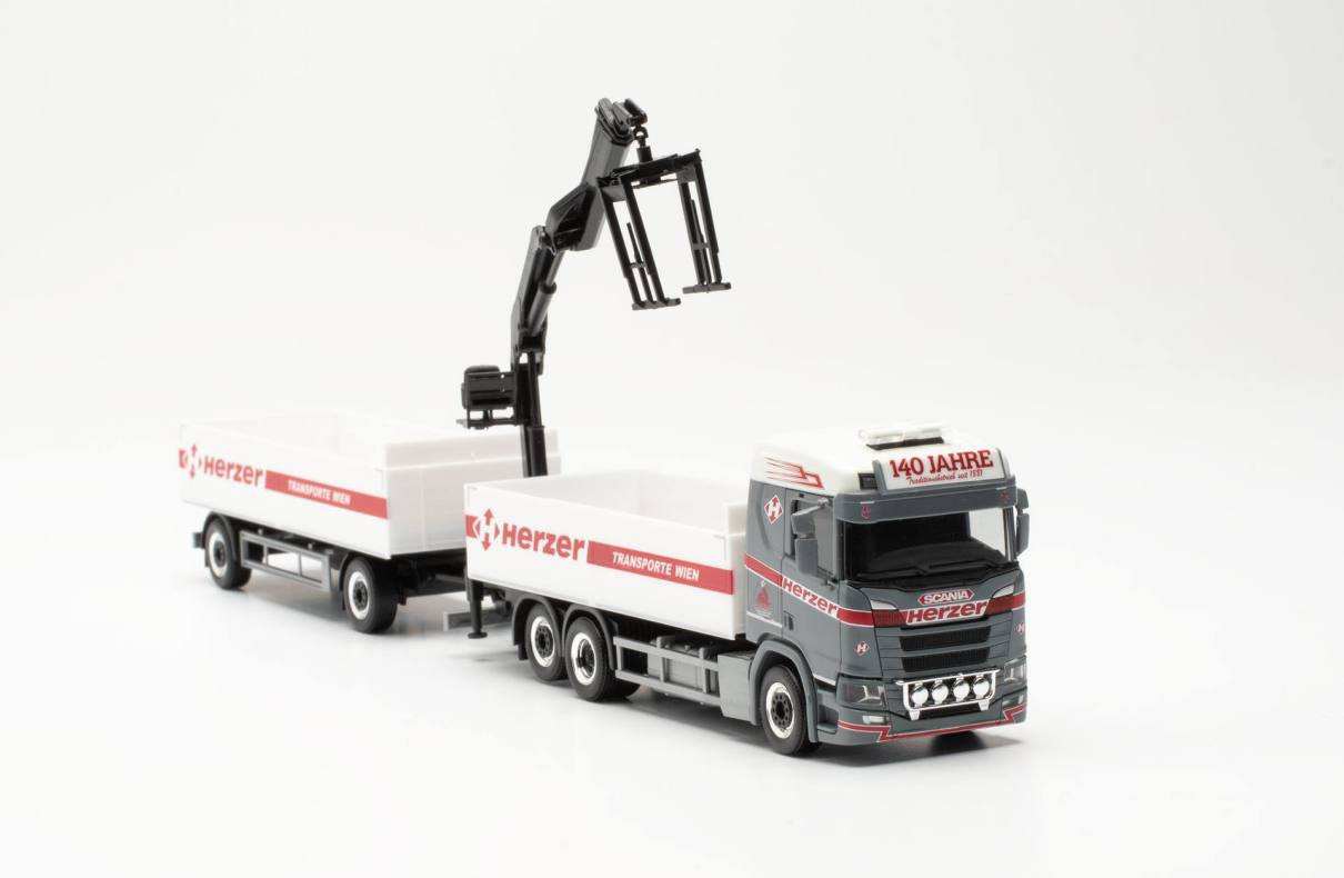 Herpa 316842 Scania CR 20 ND Baustoff-Hängerzug Herzer Österreich Wien 