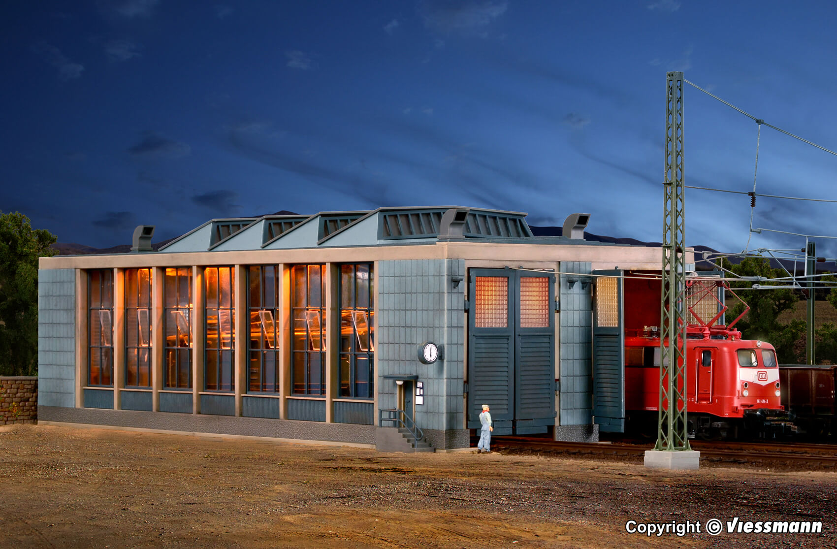 Vollmer 45765 E-Lokschuppen mit Türschließvorrichtung zweiständig