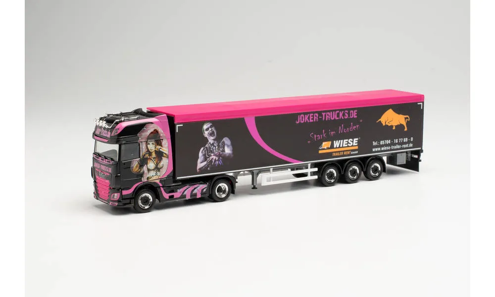 Herpa 313674 DAF XF SSC Schubboden-Sattelzug Joker Trucks Trucker-Babe Tamara