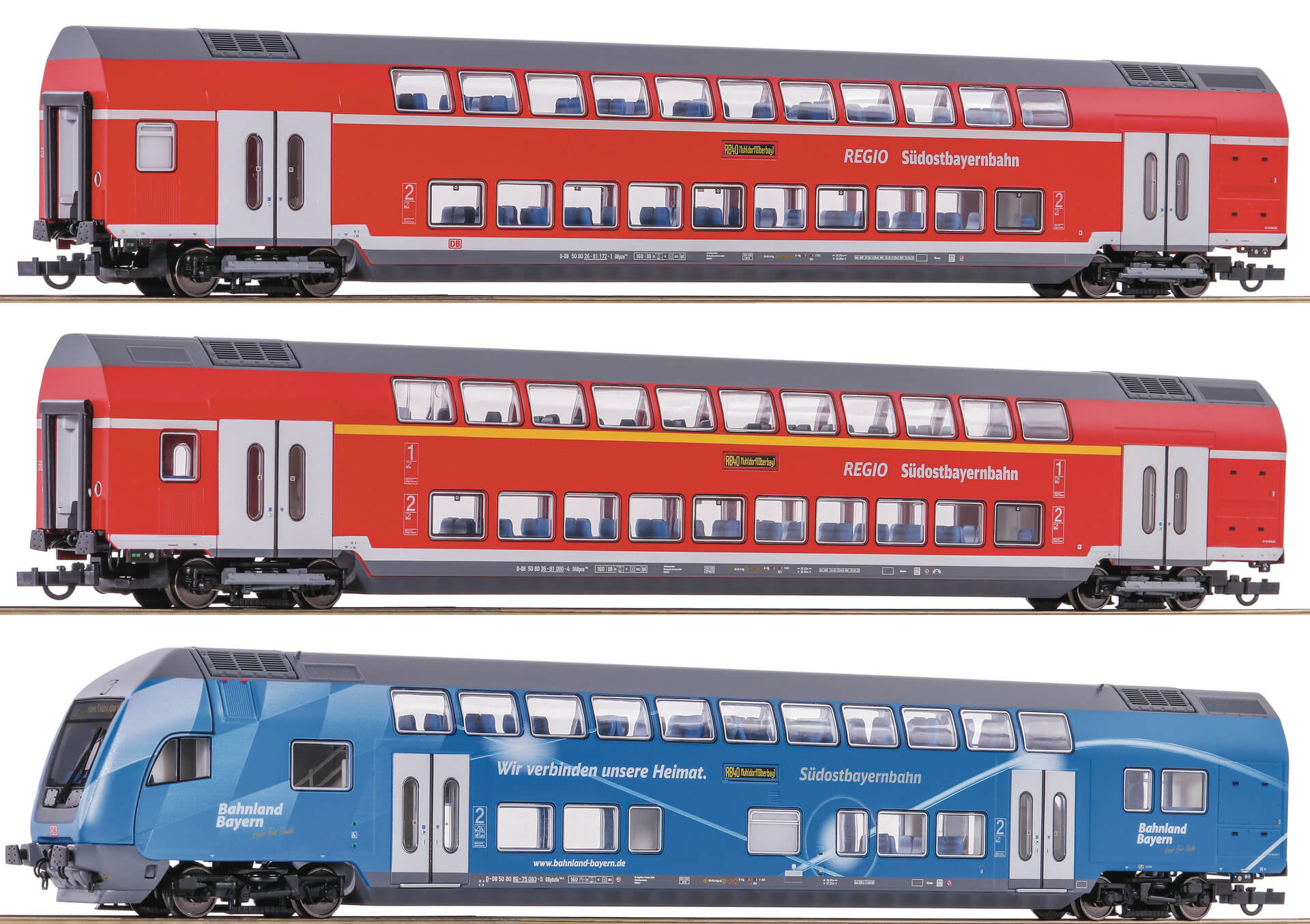 Roco H0 74155 3-tlg. Set: Doppelstockwagen DB AG